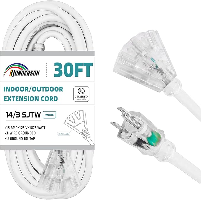 3-Outlets Indoor Outdoor Extension Cord Weatherproof by HONDERSON