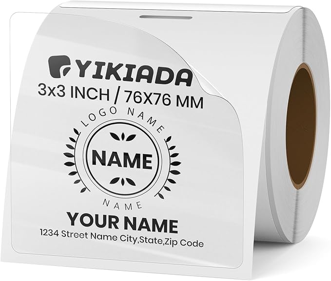 Clear Thermal Labels Vinyl 3 × 3 Inch Self-Adhesive Rectangle Stickers Roll by YIKIADA