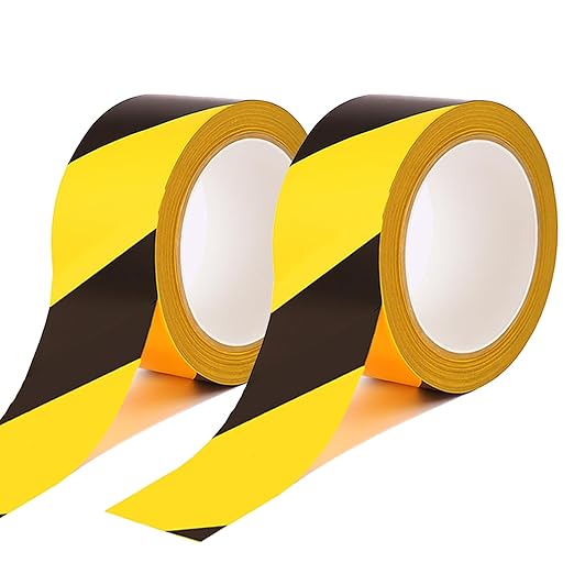 2 Inch x 220 FT Black & Yellow Floor Marking Tape, High-Visibility & Adhesive by YWEAUIV