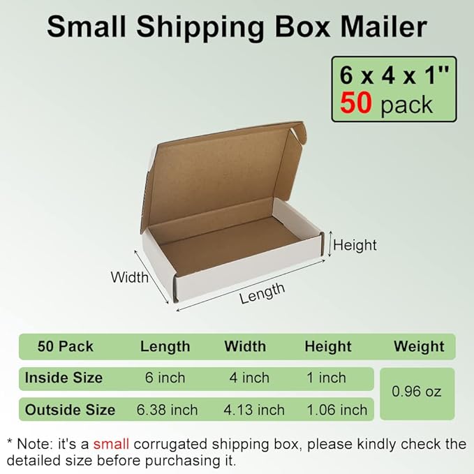 50 Pack 6x4x1'' Small Shipping Boxes, Mailing Packaging Supplies - Image 2