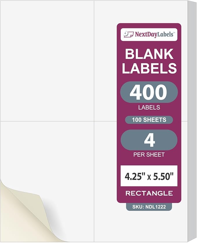 NextDayLabels – 4-1/4" x 5-1/2" Rectangular Sticker Labels by NextDayLabels