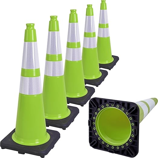 6 Pack 28" Inch Large PVC Traffic Cones by OranLite