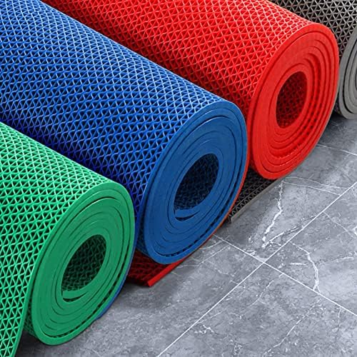 Drainage Non Slip Floor Mats Wet Area Commercial Mesh Rubber Flooring Mat Garage Pools Restaurant Bathroom Patio Outdoor Indoor Drain Splash Rug Mat,Red,1.2×5M/4×16.4FT - Image 2