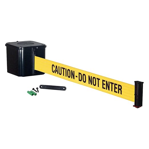 WM412 Retractable Belt Wall Mounted Smooth Black Crowd Control Barrier and by Visiontron