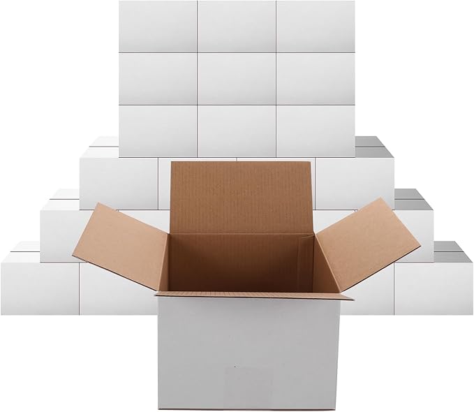 PETAFLOP Shipping Boxes 7x7x5 White Cardboard Box Kraft Corrugated Small by PETAFLOP