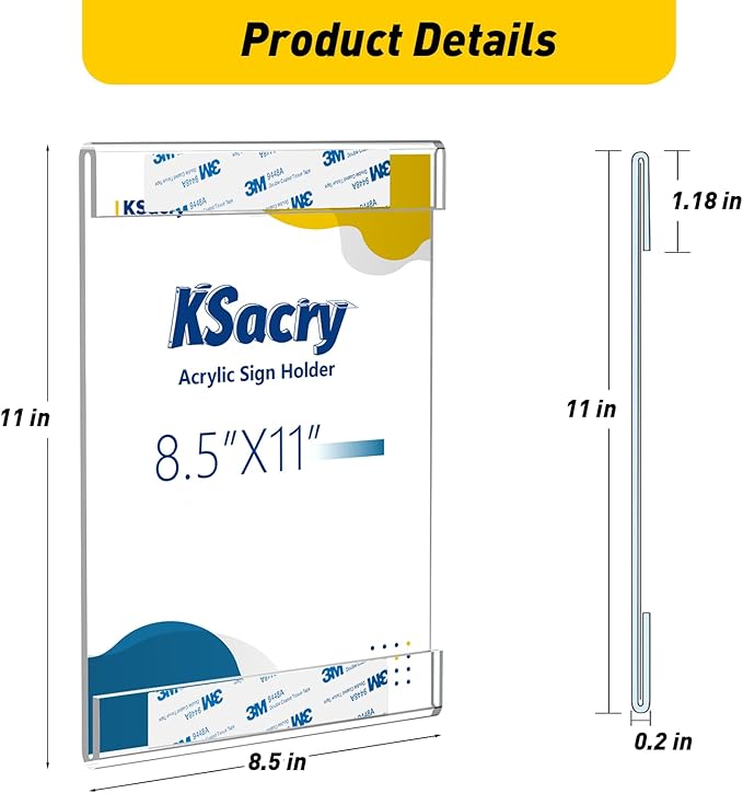 KSacry 12 Pcs Acrylic Sign Holder 8.5 x 11, Vertical Wall Mount Sign Holders - Image 6