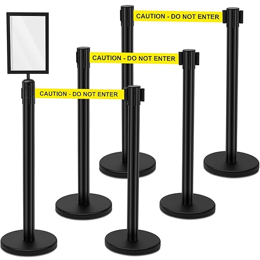 Therwen 6 Pack Heavy Duty Crowd Control Stanchions 9.8 ft Stainless Steel by Therwen