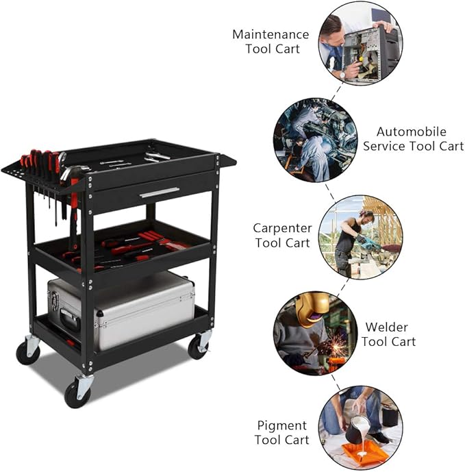 TUFFIOM 3 Tier Rolling Tool Cart - Image 5
