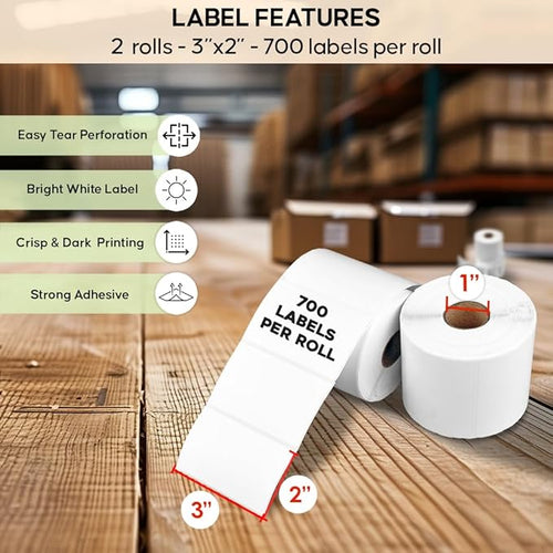 2 Rolls of 3 x 2 Inches Direct Thermal Labels, Compatible - Image 2