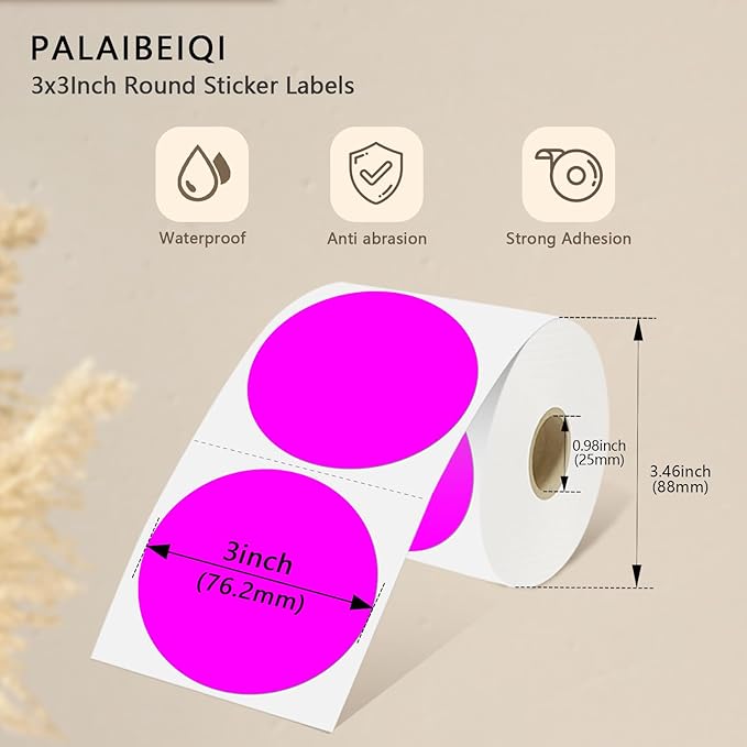 3 X 3 Inch Round Thermal Labels Circle Color Coding Labels Printable Waterproof - Image 3