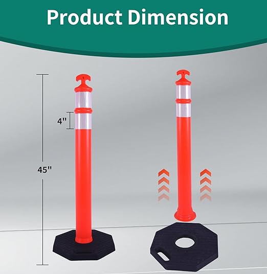 3PACK BESEA Traffic Delineator Cone 45”High Orange Traffic Safety Delineator - Image 2