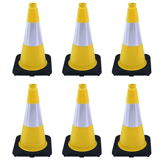 6 Pack 18 Inch Yellow Traffic Cones by OranclUS