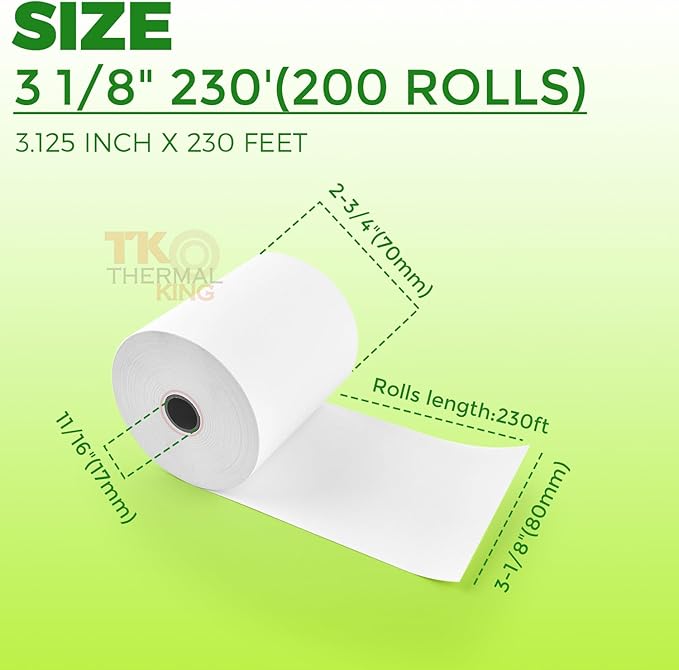 3 1/8" x 230' Thermal Paper, POS Receipt Paper - Image 3
