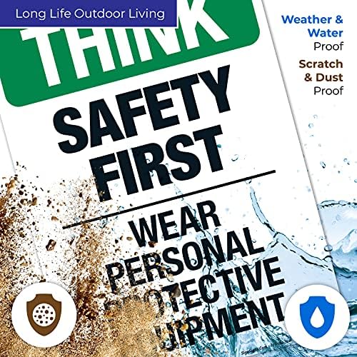 Think Safety First Wear Personal Protective Equipment Sign, - Image 4
