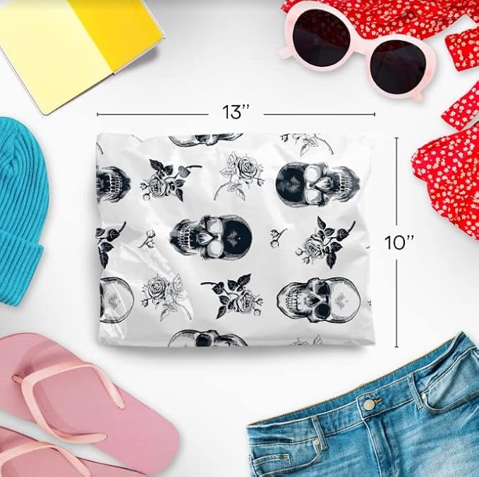 10x13 Poly Mailers – Skull Rose – Waterproof, Tear-Resistant Shipping Bags - Image 2