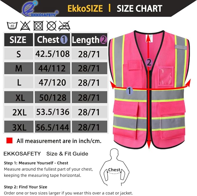 Safety Vest for Men Women, Mesh High Visibility Construction Work Vest - Image 2