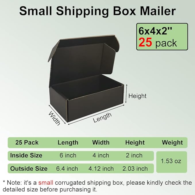 6x4x2'' Small Shipping Boxes 25 Pack, Mailing Packaging Supplies - Image 2