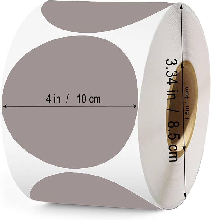 4 Inch Large Gray Circle Thermal Labels, Self-Adhesive Round Inventory Stickers - Image 2