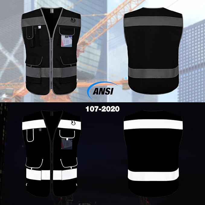 TCCFCCT Safety Vest 9 Pockets High Visibility Reflective Safety Vest - Image 2