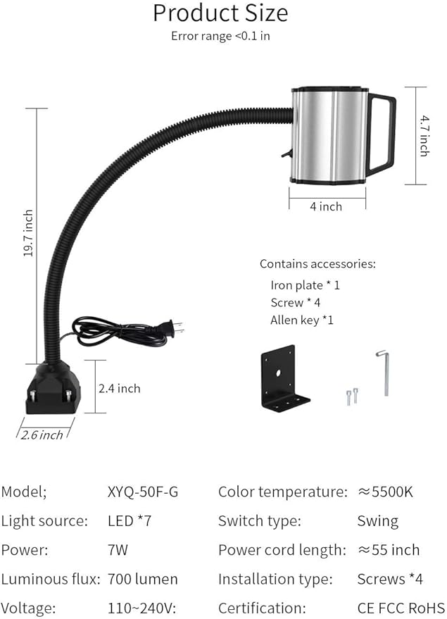 Work Desk Light, Machine Work Light, LED Flexible Gooseneck Light 700 Lumens - Image 6