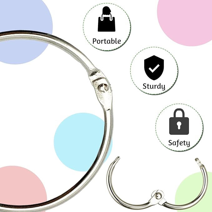 OWLKELA 2 Inch 15 Pack Loose Leaf Binder Rings, Keychain Key Ring - Image 3