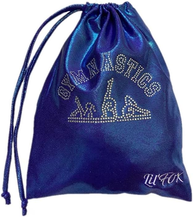 LIL'FOX 8"x10" Drawstring Gymnastics SMALL GRIP BAG 26x20cm - Lightweight Bag for Personal Equipment - Shiny Foil Rhinestones by LILFOX