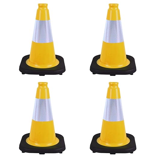 4 Pack 12 Inch Yellow PVC Traffic Cones by OranclUS