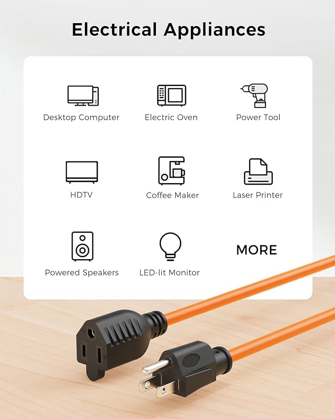 Cable Matters 2-Pack 16 AWG Heavy Duty 13A Power Extension Cord - 10ft - Image 4