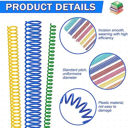 120 Pack Plastic Spiral Binding Coils Binder Binding Spirals Rings 8 Size Spiral Binding Wire Combs Spines Coils, 4:1 Pitch, 1/4 5/16 3/8 1/2 9/16 5/8 3/4 7/8 Inch (Multicolor) - Image 5