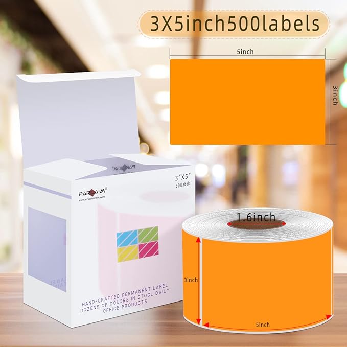 PARLAIM 3" x 5" Rectangle Adhesive Color Code Stickers, 500 per Dispenser Box - Image 2