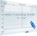 Magnetic Planner Writeboard 24"X36" Weekly Glass Calendar Ultra White by YoupuStationery