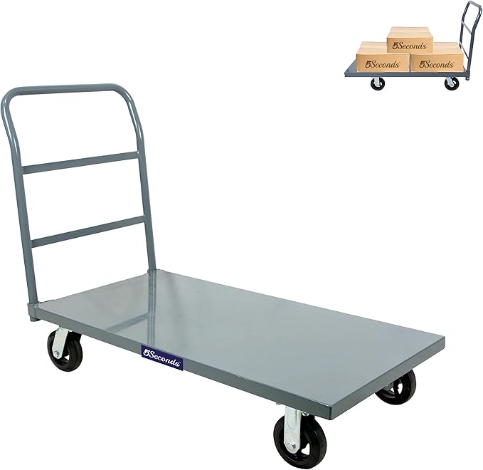 5Seconds Platform Cart Industrial Dolly Heavy Duty 48” X 24” Platform Hand Push by 5Seconds