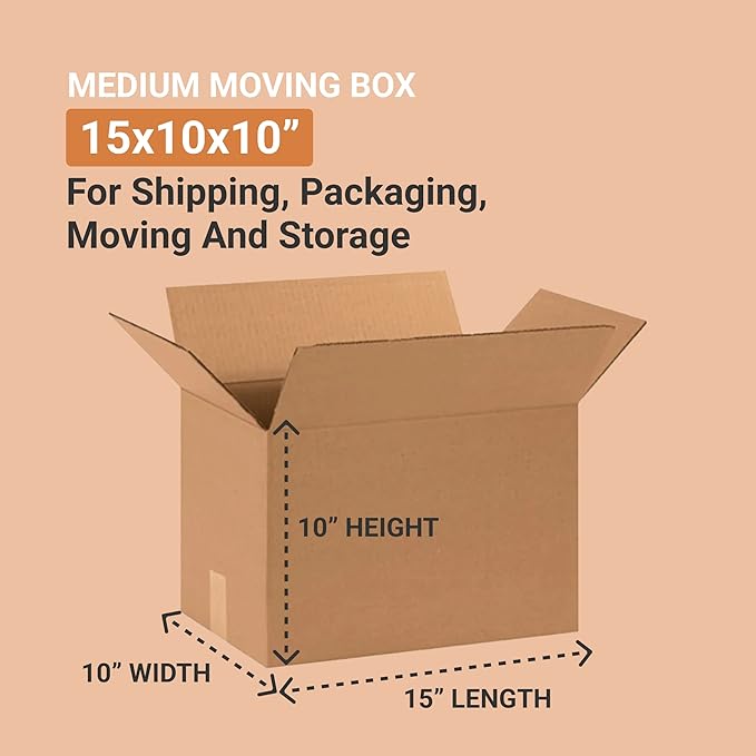 AVIDITI 15 x 10 x 10 Corrugated Cardboard Boxes, Medium 15"L x 10"W x 10"H - Image 2