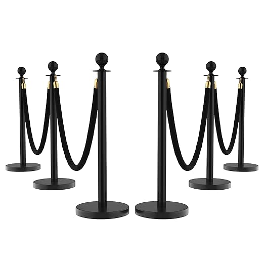 6Pcs Stanchions and Velvet Ropes, Crowd Control Barriers by Unknown