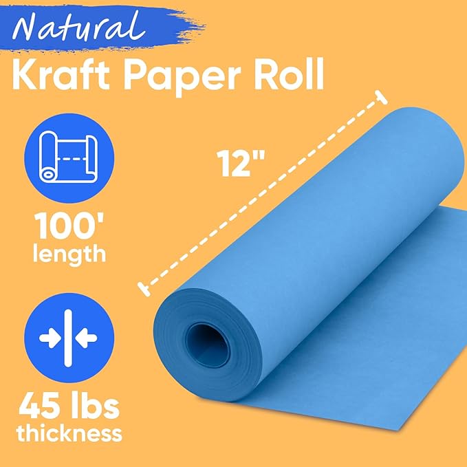 USA Made 12" x 1200" Dark Blue Kraft Paper Roll, 45 lbs Thickness, Kraft Paper - Image 2