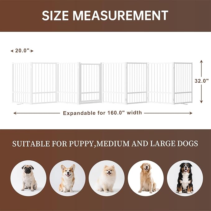 8 Panels Full Metal Freestanding Dog Gates - Image 2