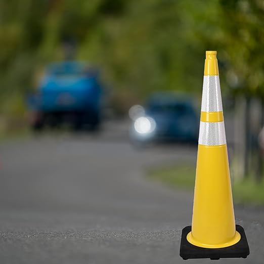 6 Pack 36 Inch Yellow Heavy Duty Traffic Cones Black Base Stable, Professional - Image 7