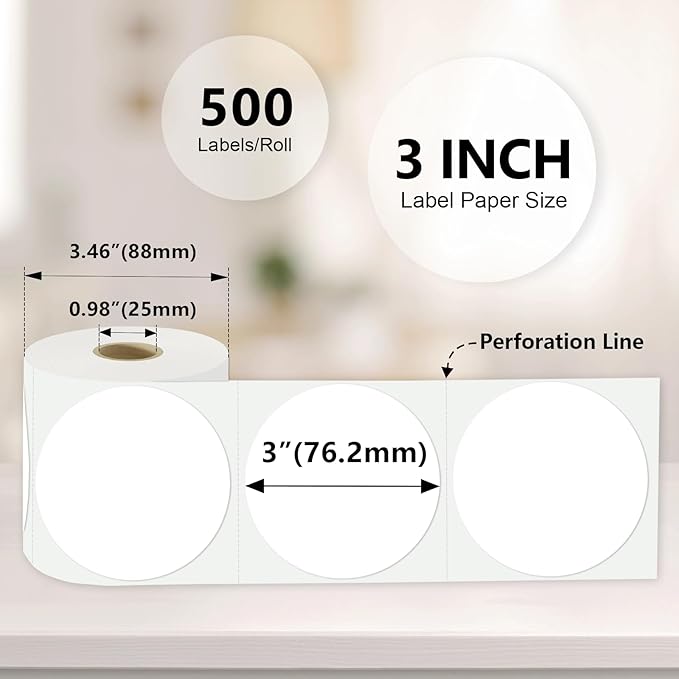 3 X 3 Inch Color Coding Dot Labels Circle Thermal Printable Waterproof 500 Pcs - Image 2
