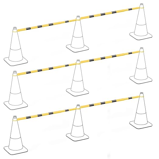 RoadHero 6 Pack 4 FT to 6.9 FT Retractable Cone Bar, Expandable Traffic Cone by RoadHeroUS