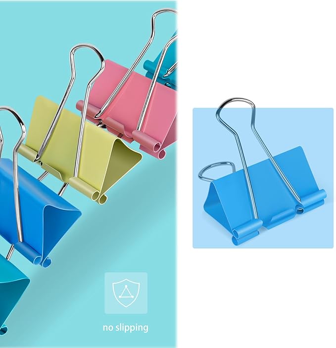 18 Pcs Extra Large Binder Clips 2 inch Length, Colorful Big Paper Clips - Image 7