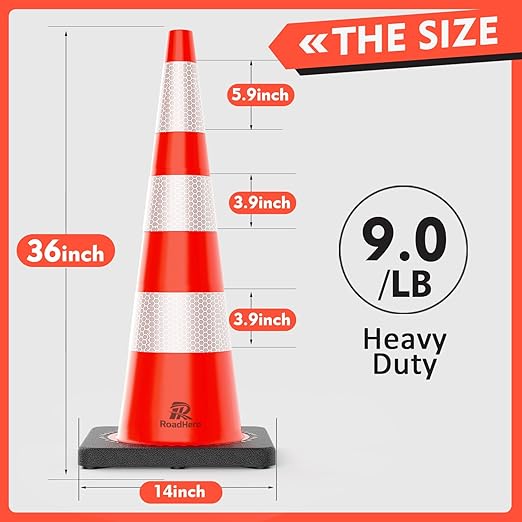 RoadHero 12 Pack Traffic Safety Cones 36 Inch, PVC Cone - Image 3