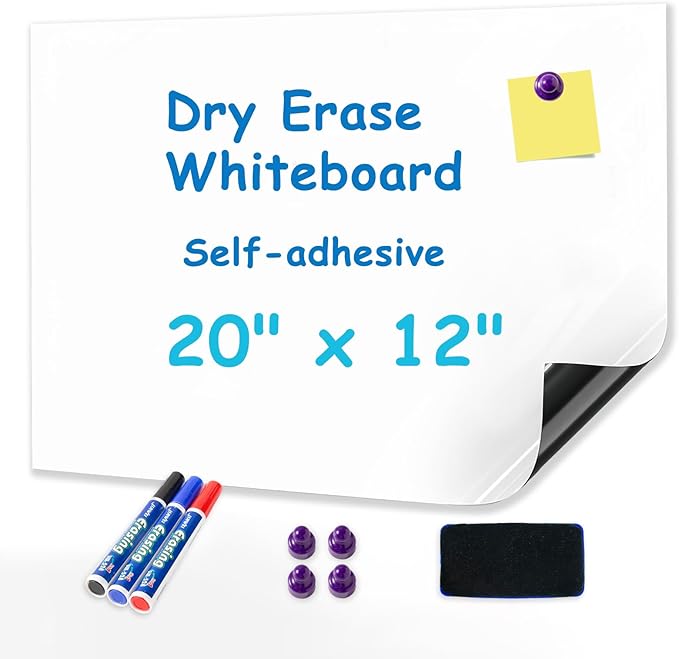 YOUNGJQ Magnetic Whiteboard Contact Paper 20" x 12" Adhesive Dry Erase White by YOUNGJQ