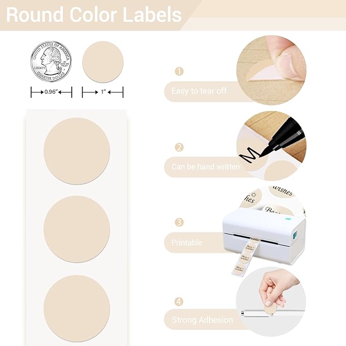 1 Inch Circle Dot Stickers 1000 PCS Color Coding Thermal Labels Dots Writable - Image 3