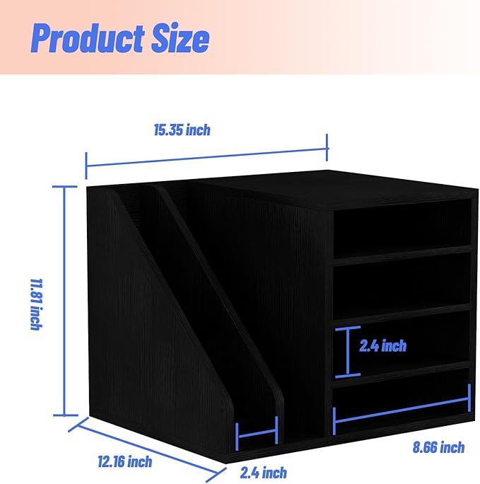 Wood Desk Organizer File Holder, Wooden Mail Organizer Countertop - Image 4