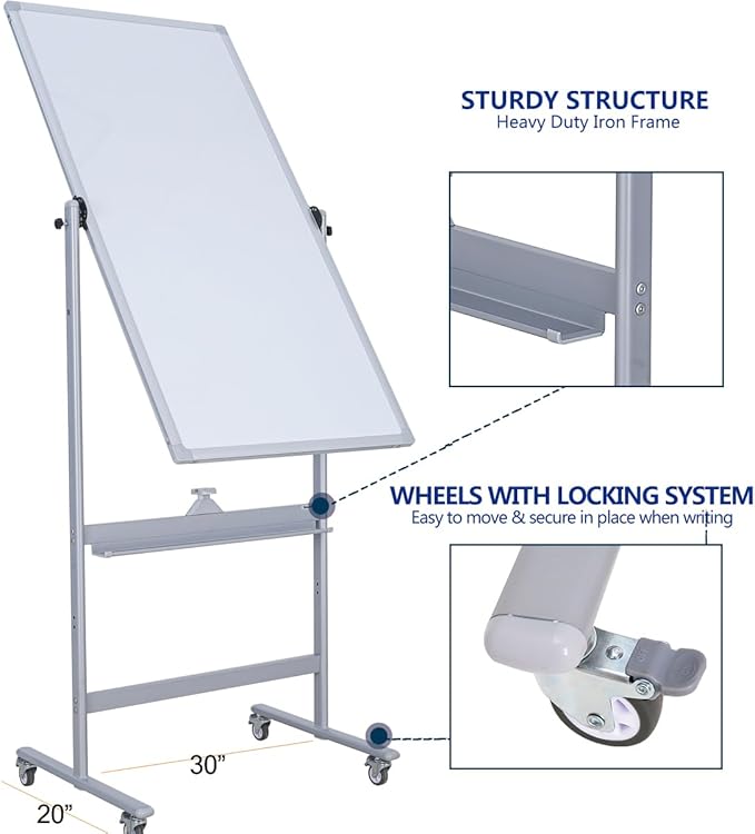 Double-Sided 40" x 28" Mobile Whiteboard - Image 4