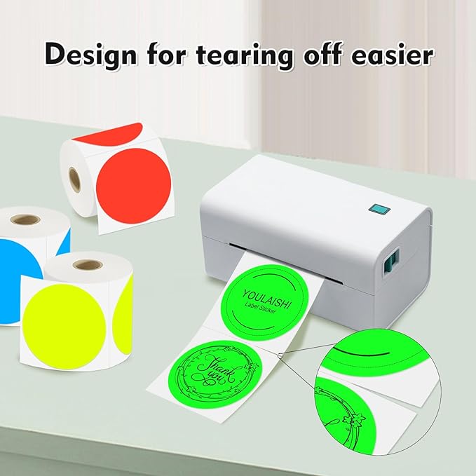3 x 3 Inch Round Thermal Labels Fluorescent Circle Colored Sticker Label - Image 3