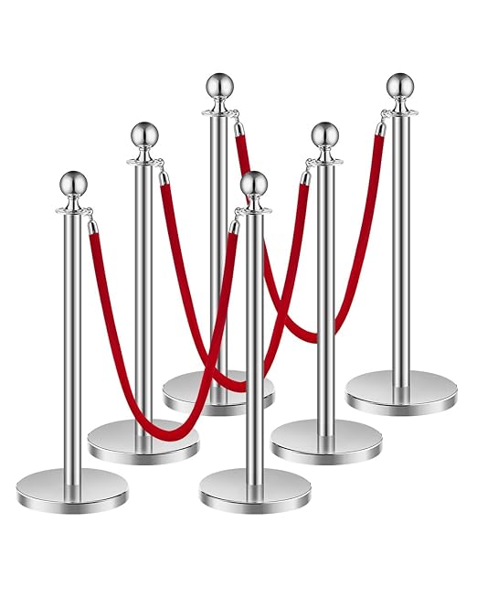 VEVOR Stanchions and Velvet Ropes 6Pcs, Hollow Base by VEVOR