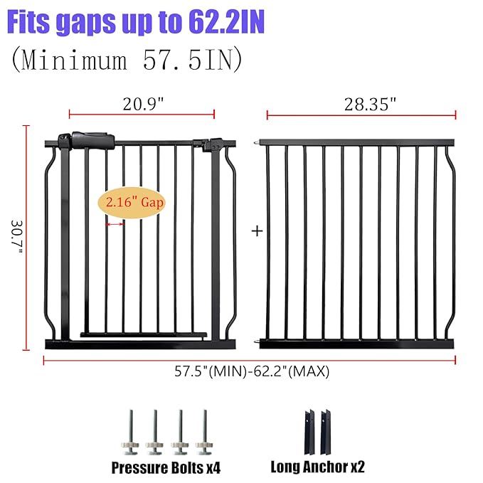 Extra Wide 57.5-62 Inch Large Baby Gates - Image 2