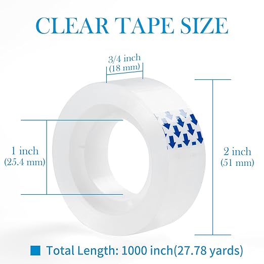 12 Rolls Clear Tape, Transparent Tape Refills - Image 2