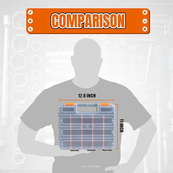 Generic Tool Box with Transparent Lid, Double Side 34-Compartments Organizer - Image 5